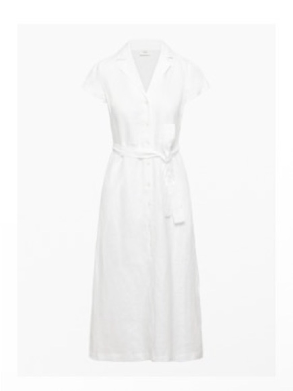 Aritzia White Linen Button-Front Shirt Dress with Waist Tie